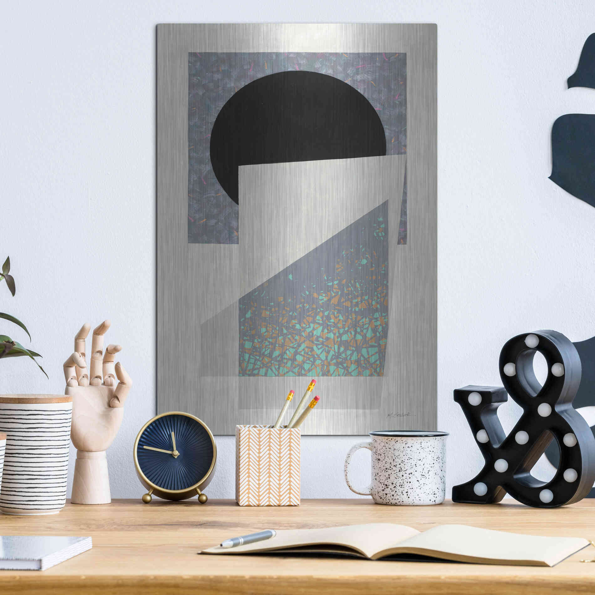 Luxe Metal Art 'Full Moon I V2' by Mike Schick, Metal Wall Art,12x16