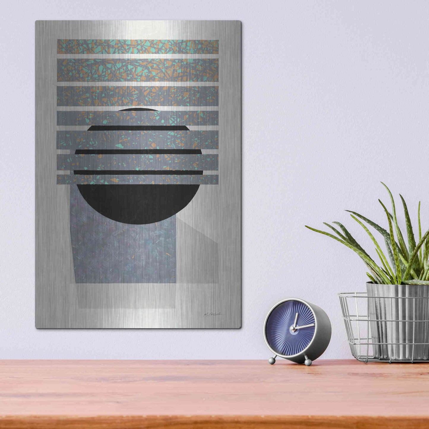 Luxe Metal Art 'Full Moon II V2' by Mike Schick, Metal Wall Art,12x16