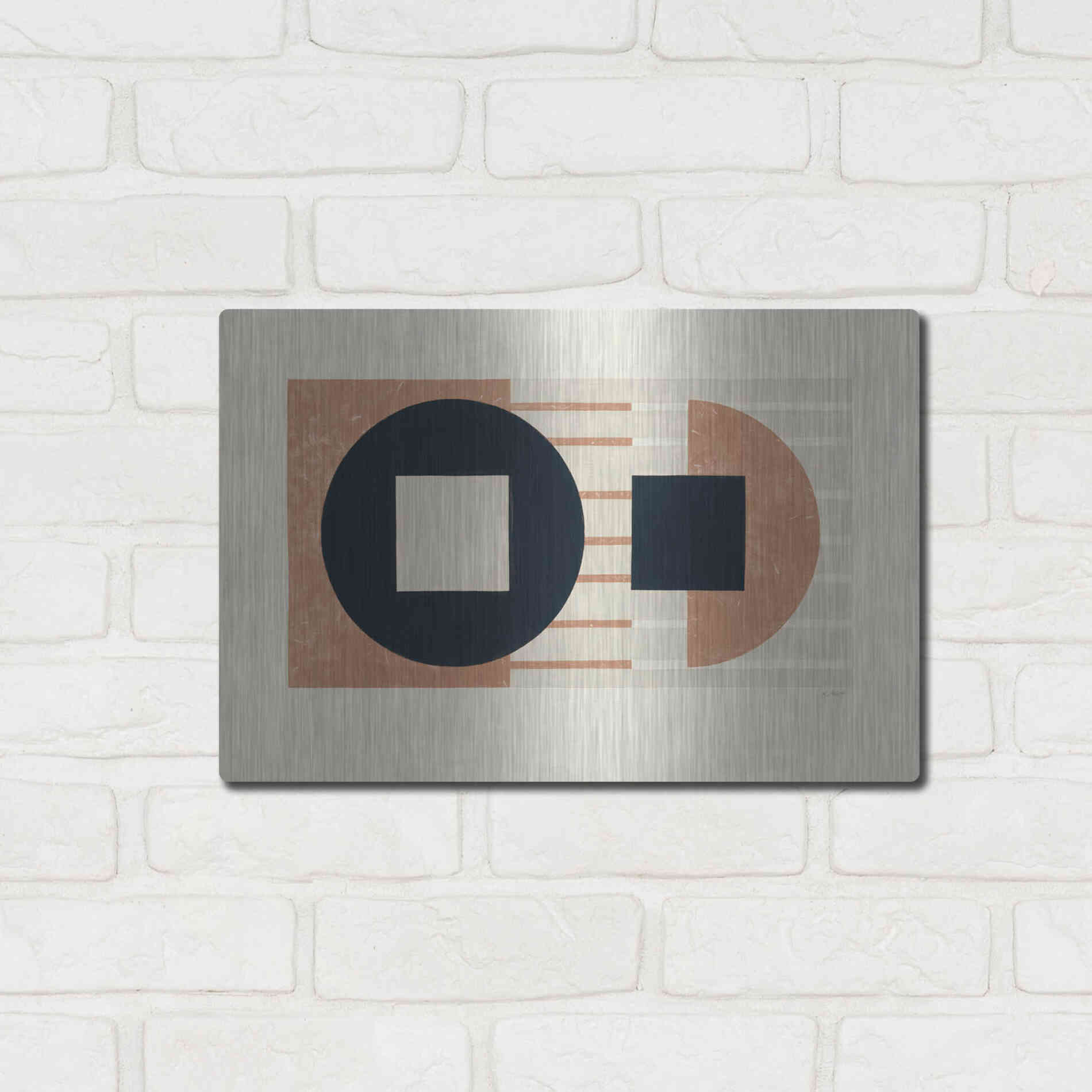 Luxe Metal Art 'Laterally Speaking Warm' by Mike Schick, Metal Wall Art,16x12