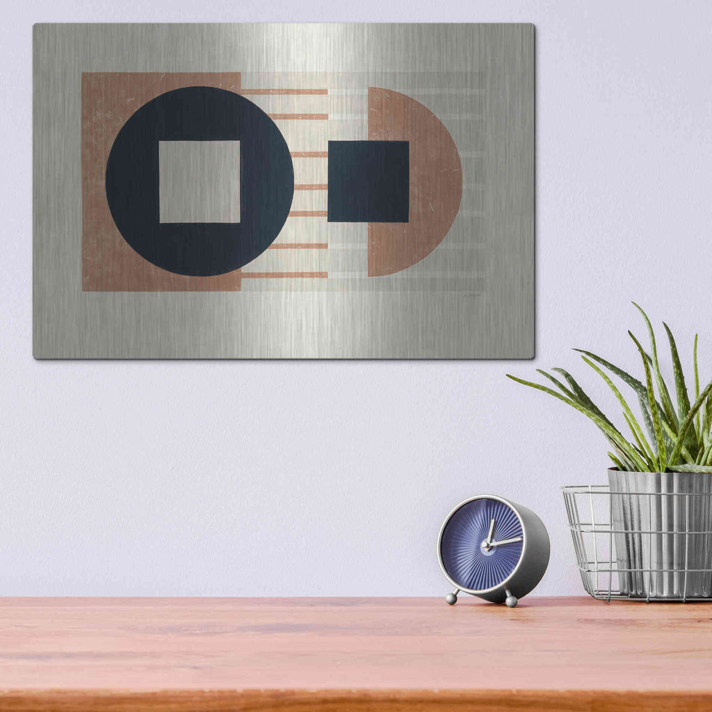 Luxe Metal Art 'Laterally Speaking Warm' by Mike Schick, Metal Wall Art,16x12