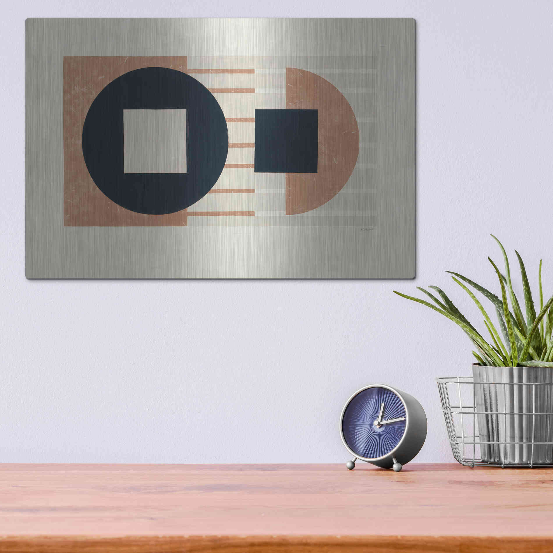 Luxe Metal Art 'Laterally Speaking Warm' by Mike Schick, Metal Wall Art,16x12