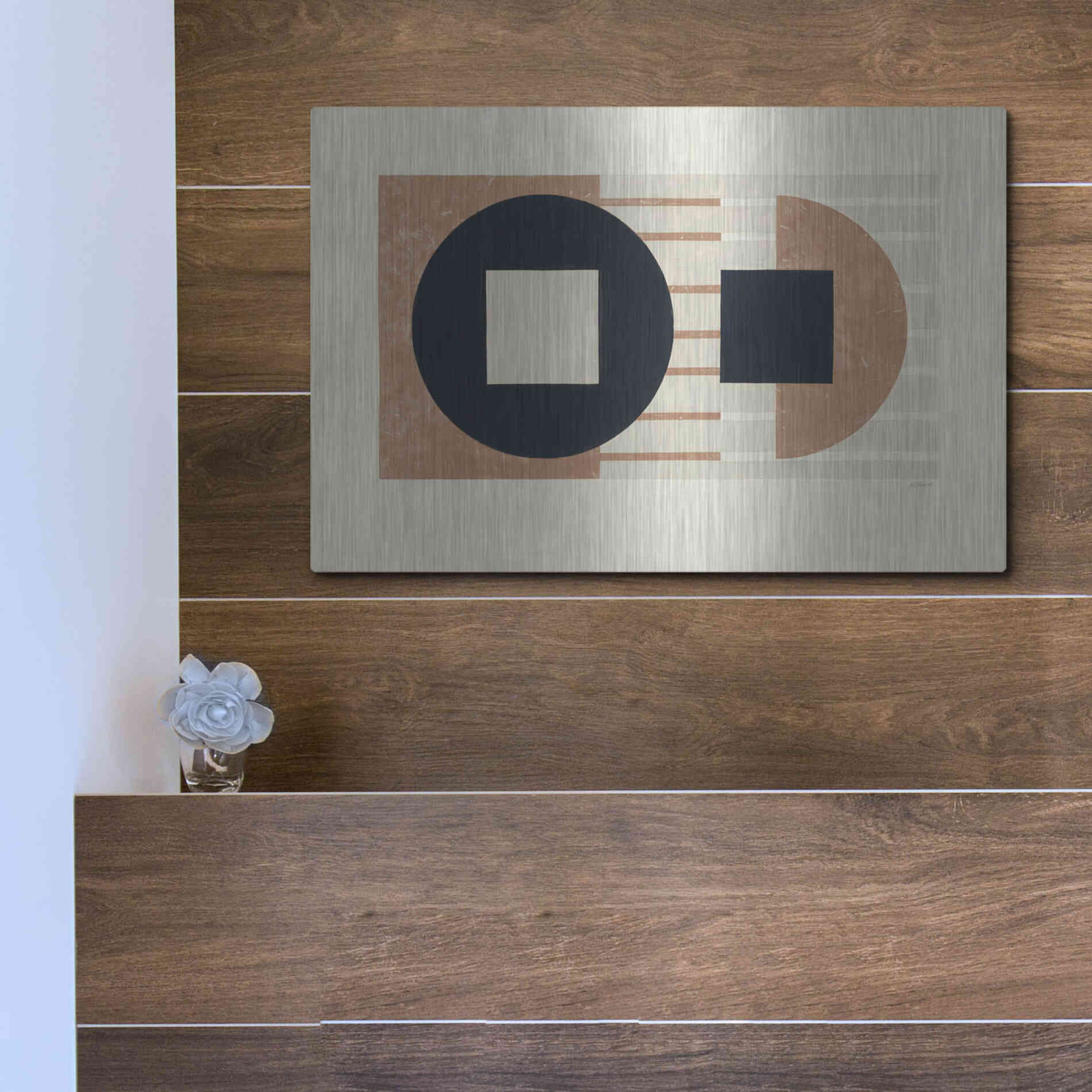 Luxe Metal Art 'Laterally Speaking Warm' by Mike Schick, Metal Wall Art,16x12