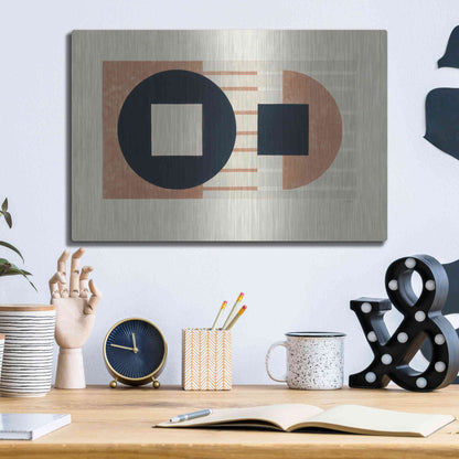 Luxe Metal Art 'Laterally Speaking Warm' by Mike Schick, Metal Wall Art,16x12