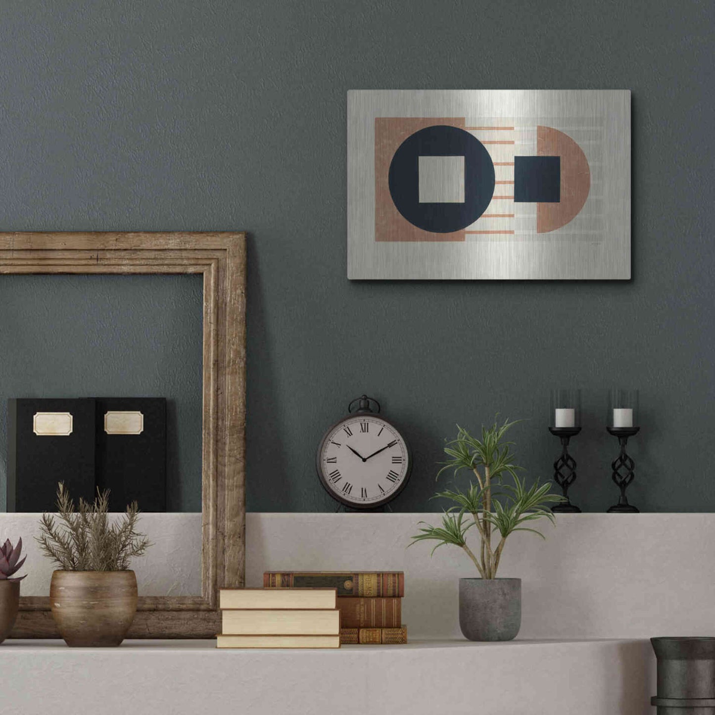 Luxe Metal Art 'Laterally Speaking Warm' by Mike Schick, Metal Wall Art,16x12