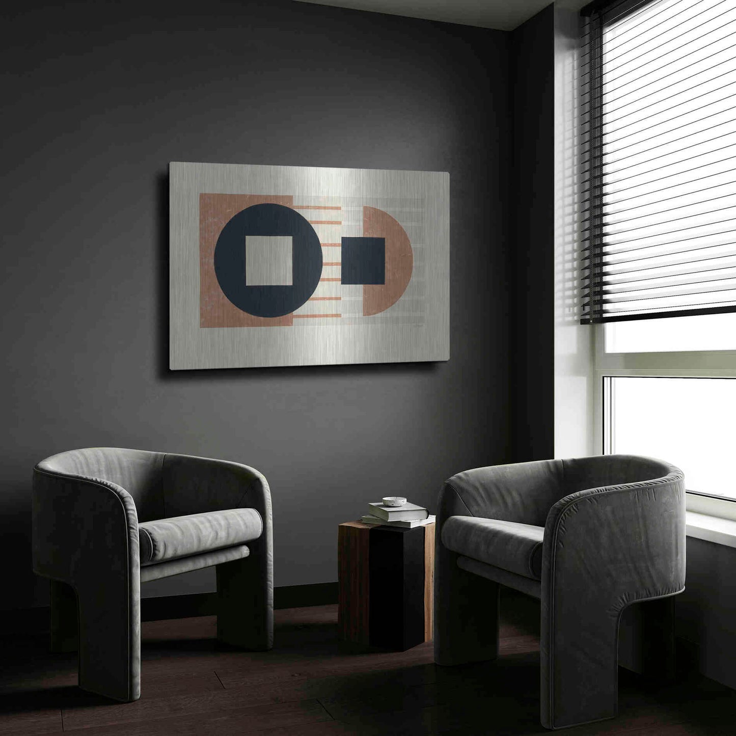 Luxe Metal Art 'Laterally Speaking Warm' by Mike Schick, Metal Wall Art,24x16