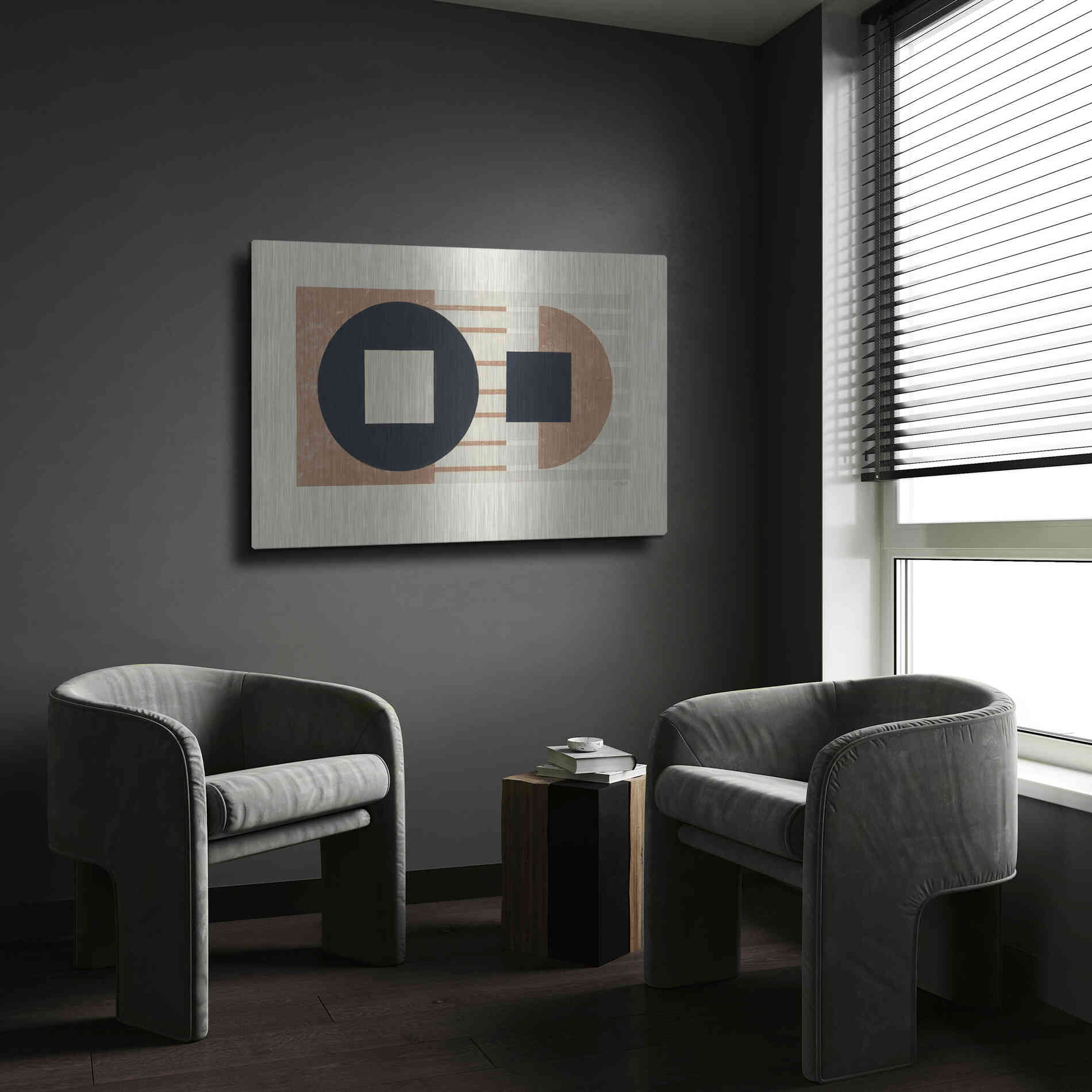 Luxe Metal Art 'Laterally Speaking Warm' by Mike Schick, Metal Wall Art,24x16