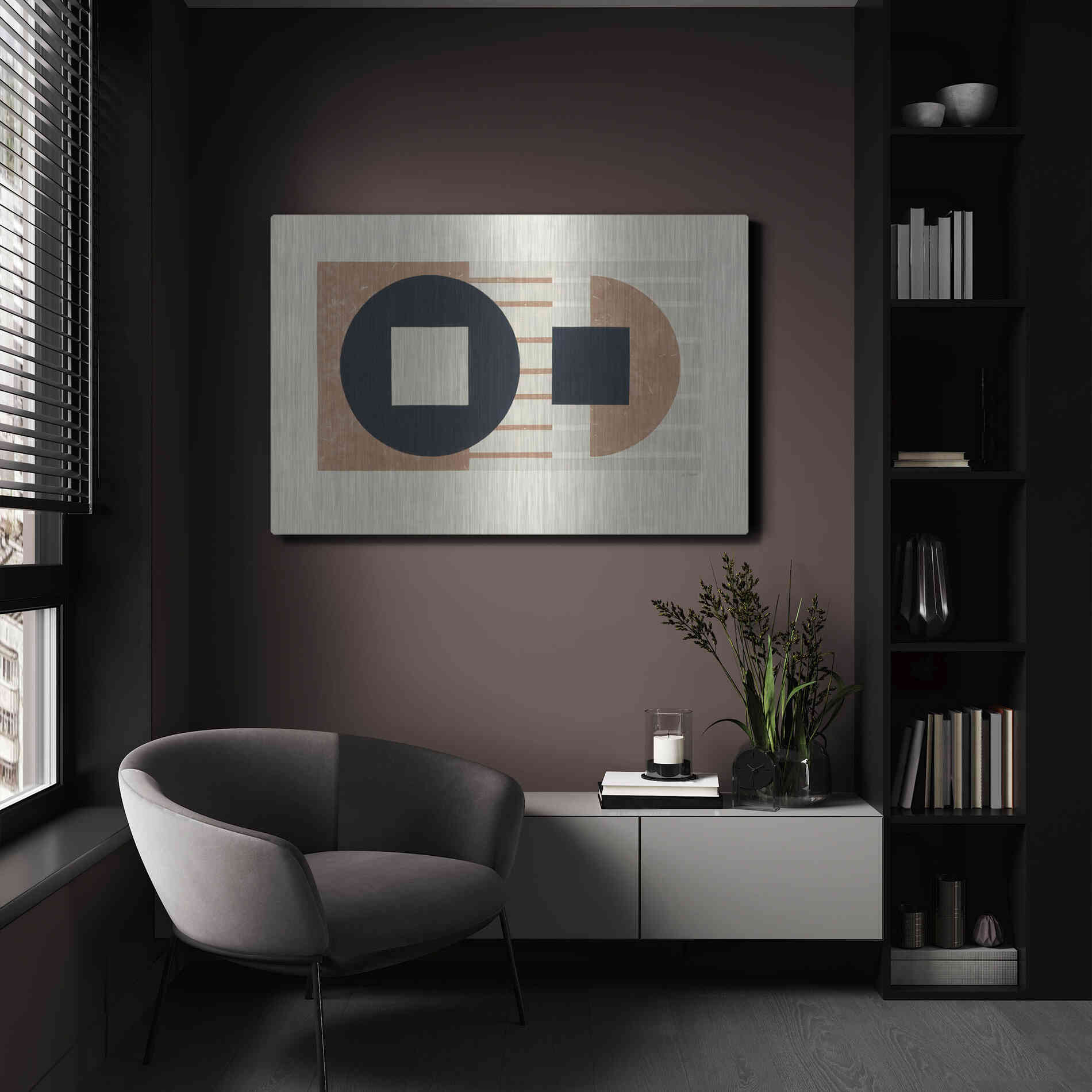 Luxe Metal Art 'Laterally Speaking Warm' by Mike Schick, Metal Wall Art,24x16