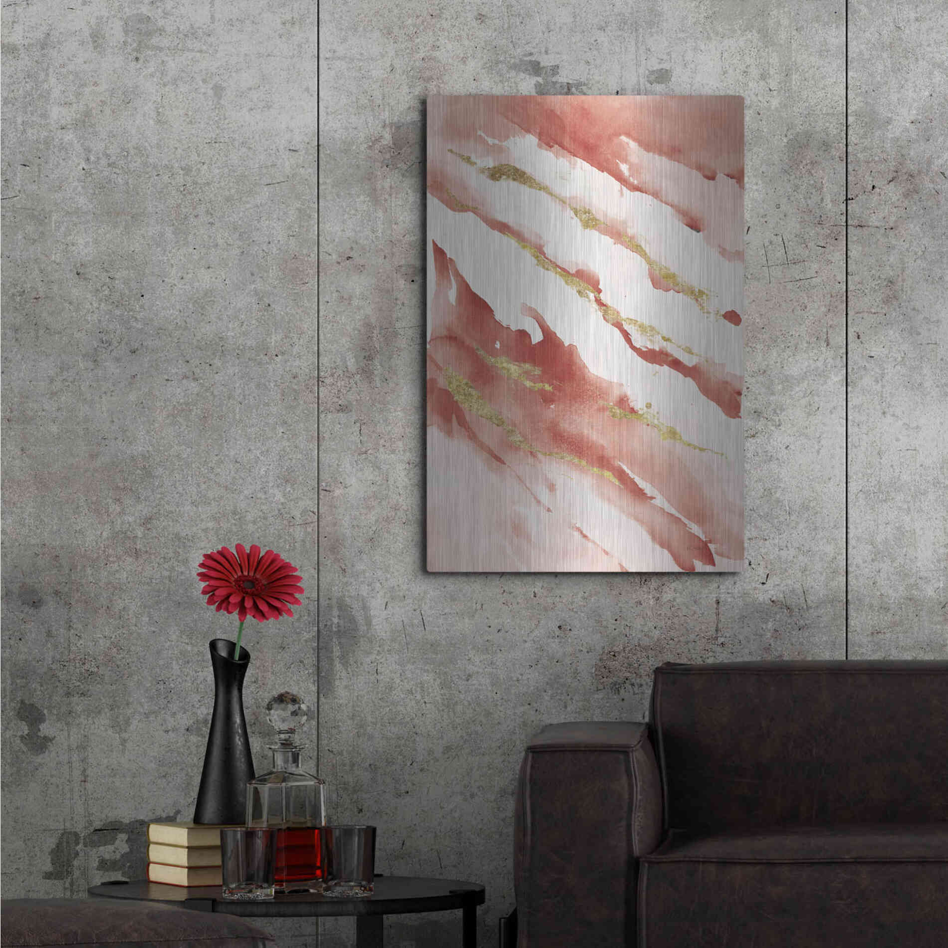 Luxe Metal Art 'Drift V2 Red' by Mike Schick, Metal Wall Art,24x36