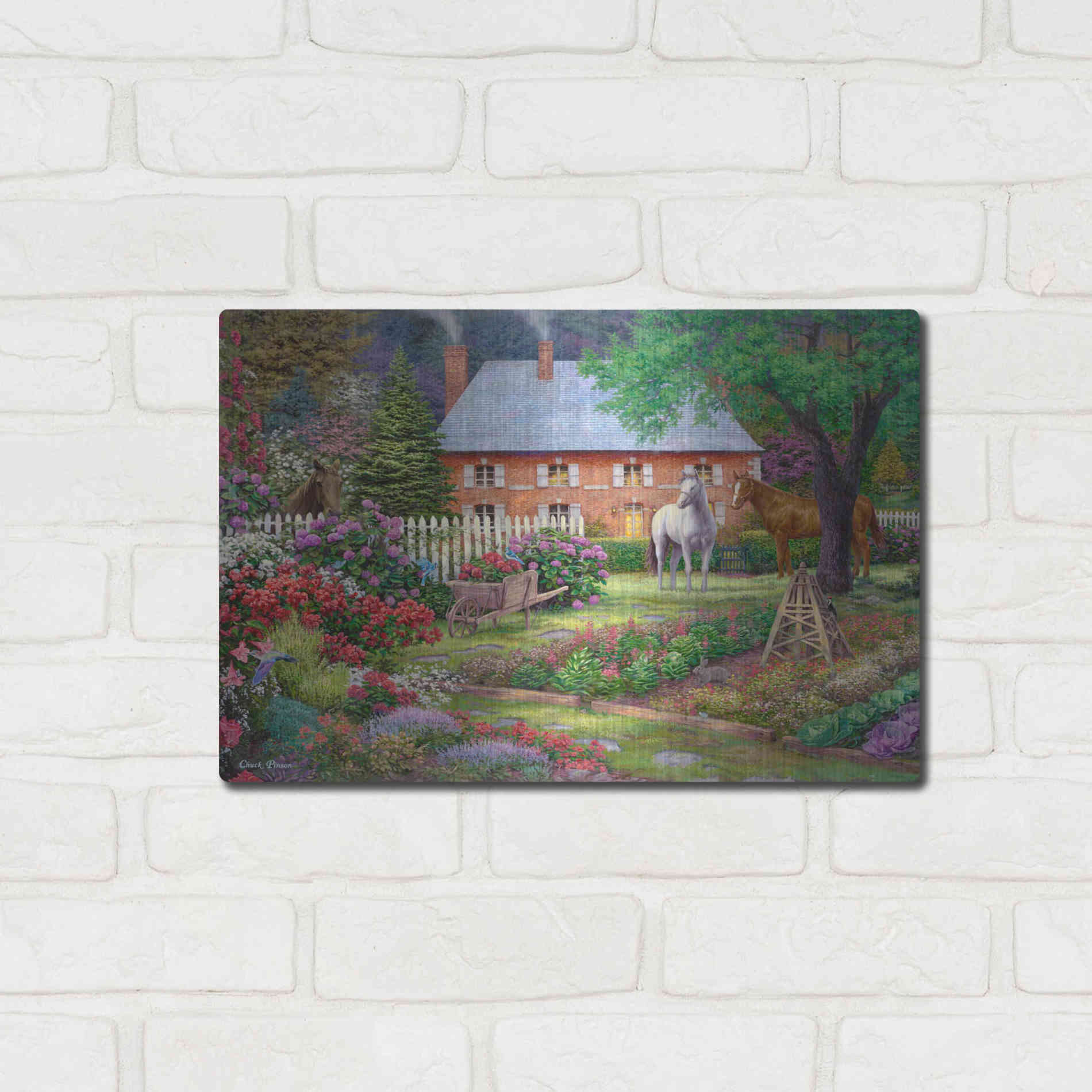 Luxe Metal Art 'The Sweet Garden' by Chuck Pinson, Metal Wall Art,16x12