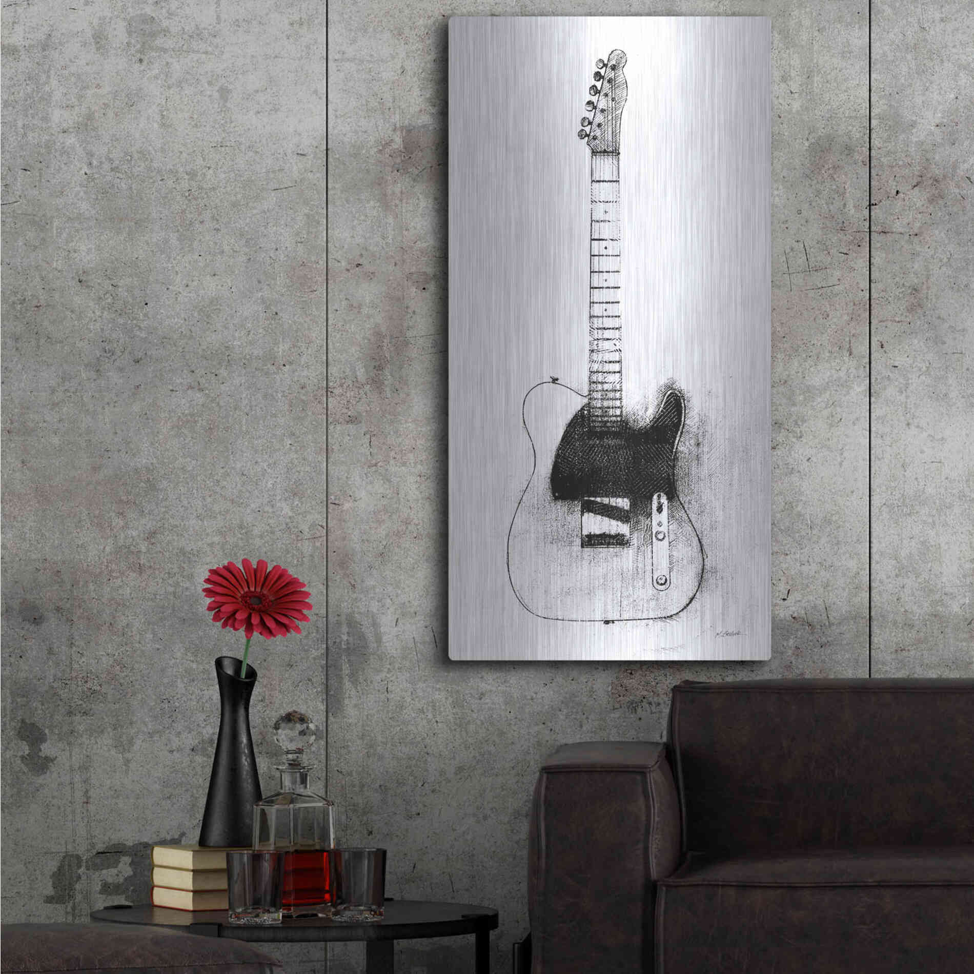 Luxe Metal Art 'Garage Band I' by Mike Schick, Metal Wall Art,24x48