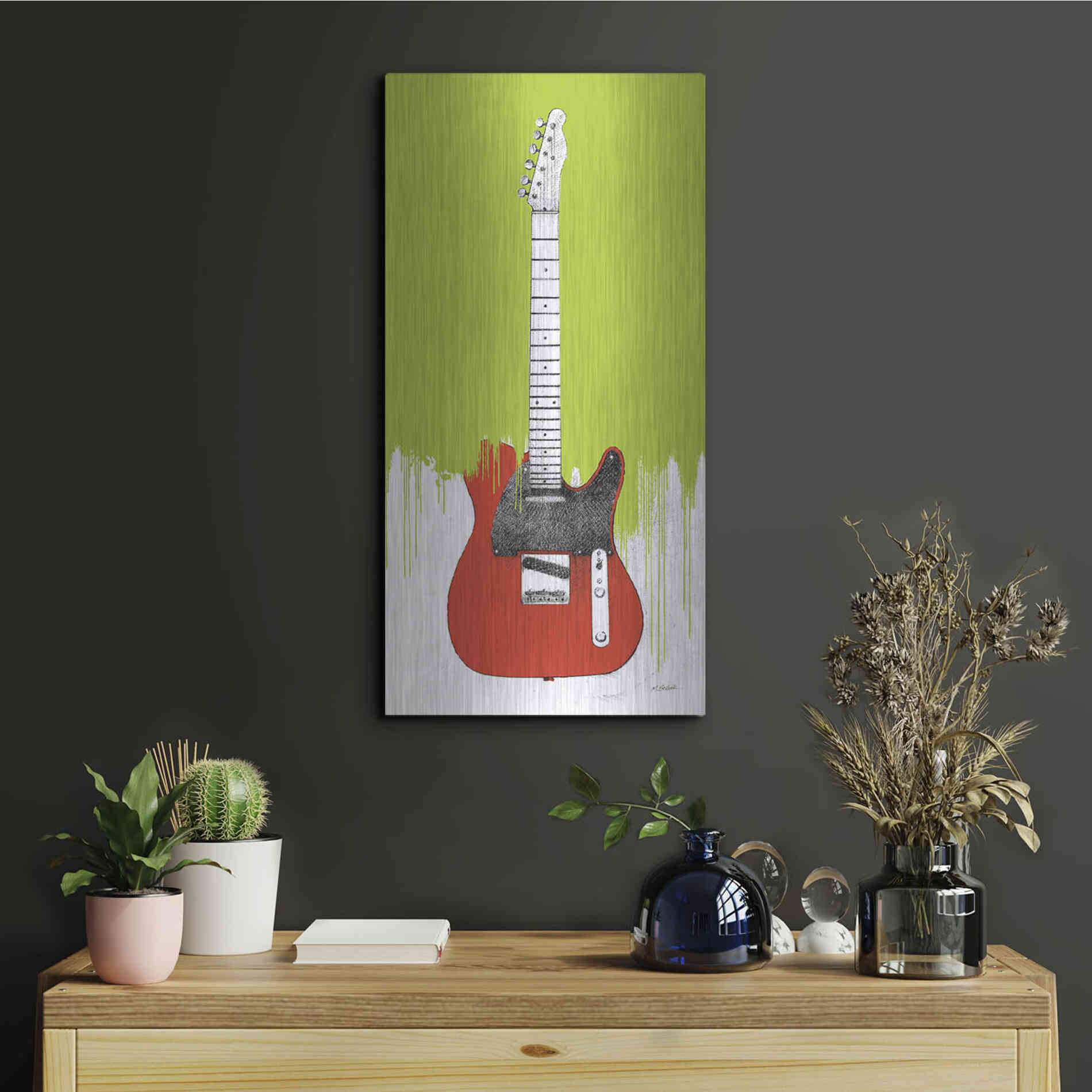 Luxe Metal Art 'Garage Band I Paint' by Mike Schick, Metal Wall Art,12x24