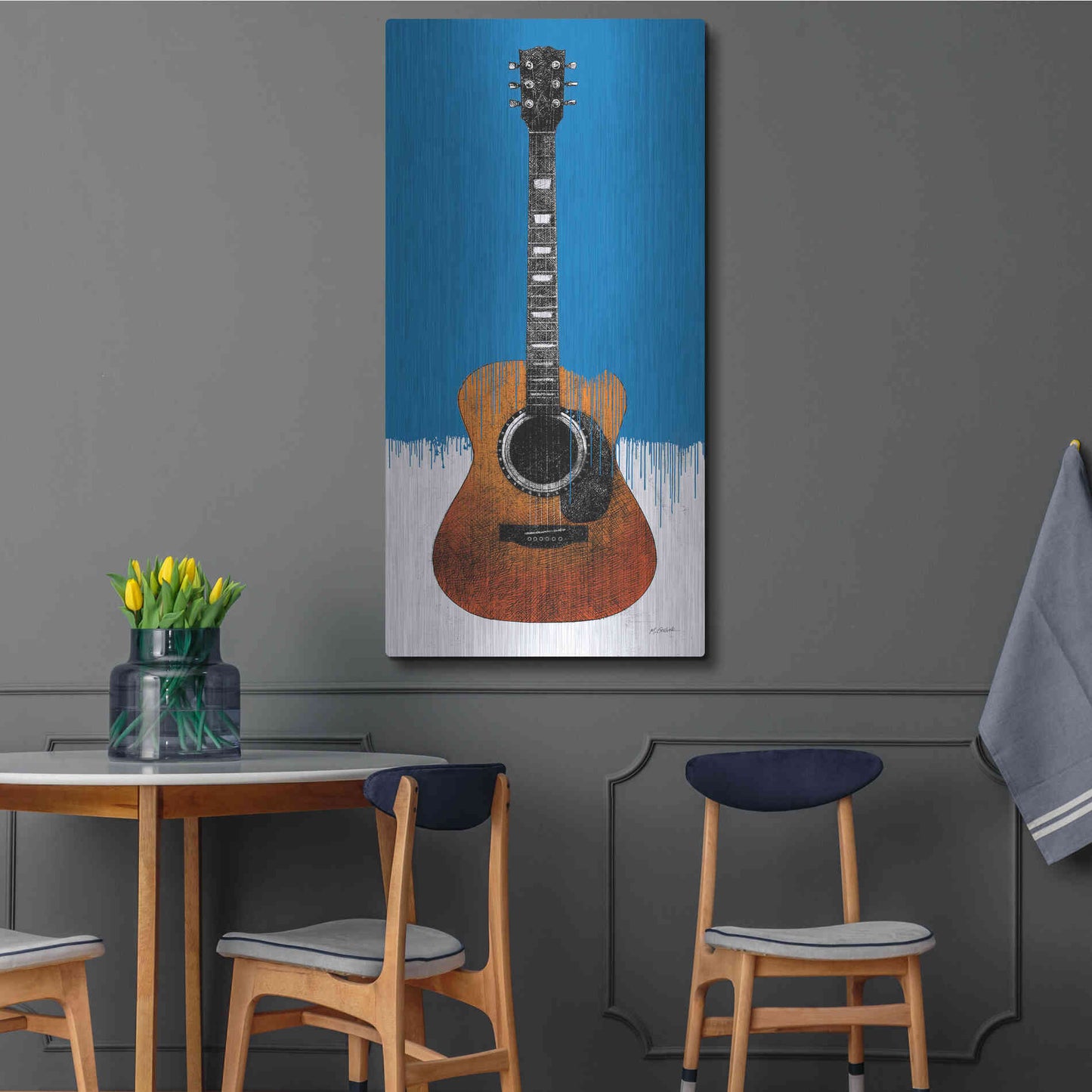 Luxe Metal Art 'Garage Band II Paint' by Mike Schick, Metal Wall Art,24x48