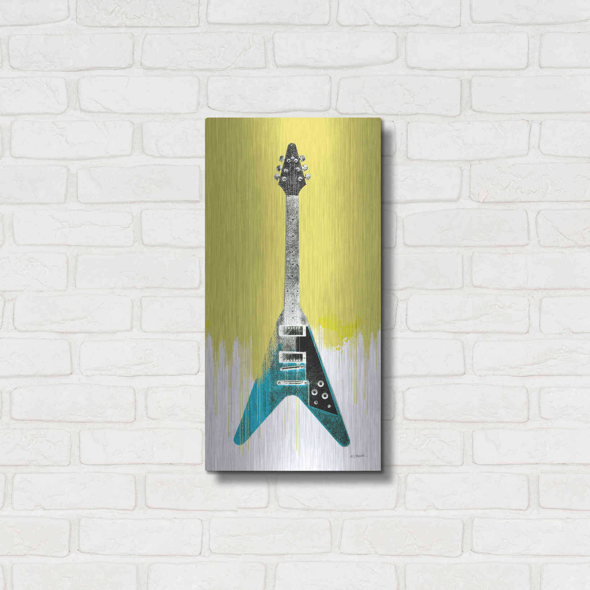 Luxe Metal Art 'Garage Band III Paint' by Mike Schick, Metal Wall Art,12x24