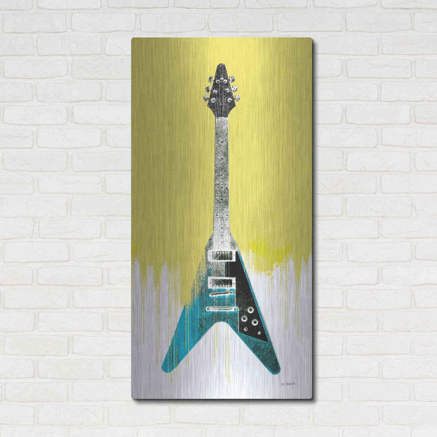 Luxe Metal Art 'Garage Band III Paint' by Mike Schick, Metal Wall Art,24x48