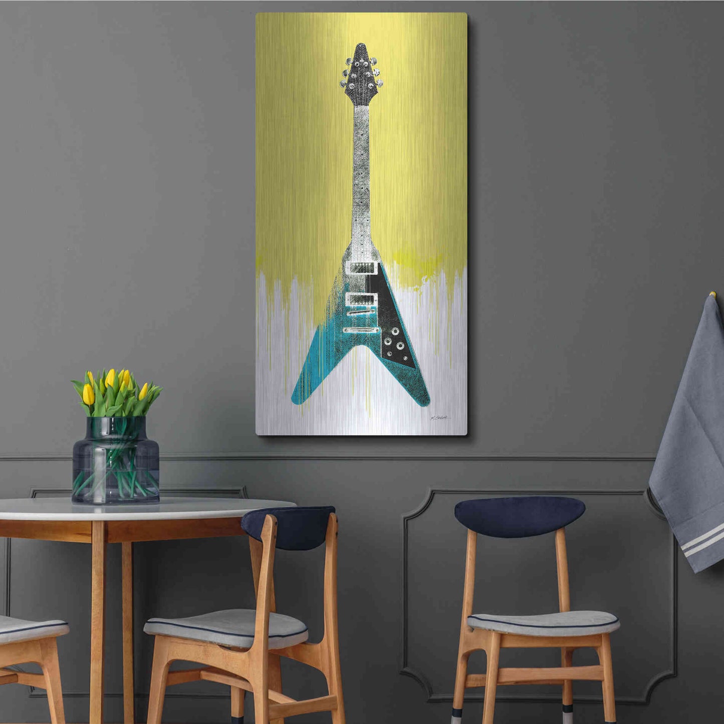 Luxe Metal Art 'Garage Band III Paint' by Mike Schick, Metal Wall Art,24x48