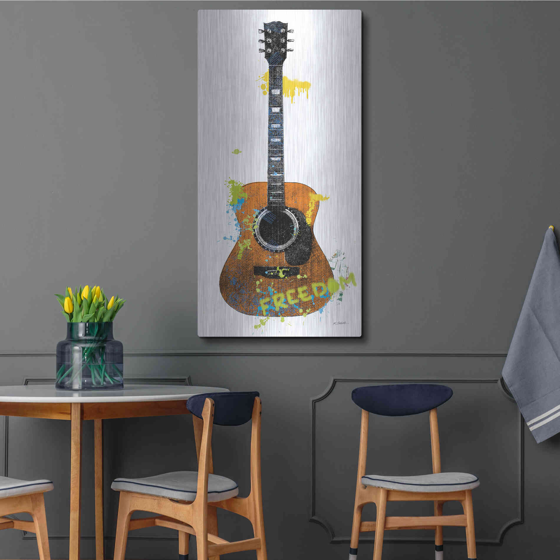 Luxe Metal Art 'Garage Band II Graffiti' by Mike Schick, Metal Wall Art,24x48