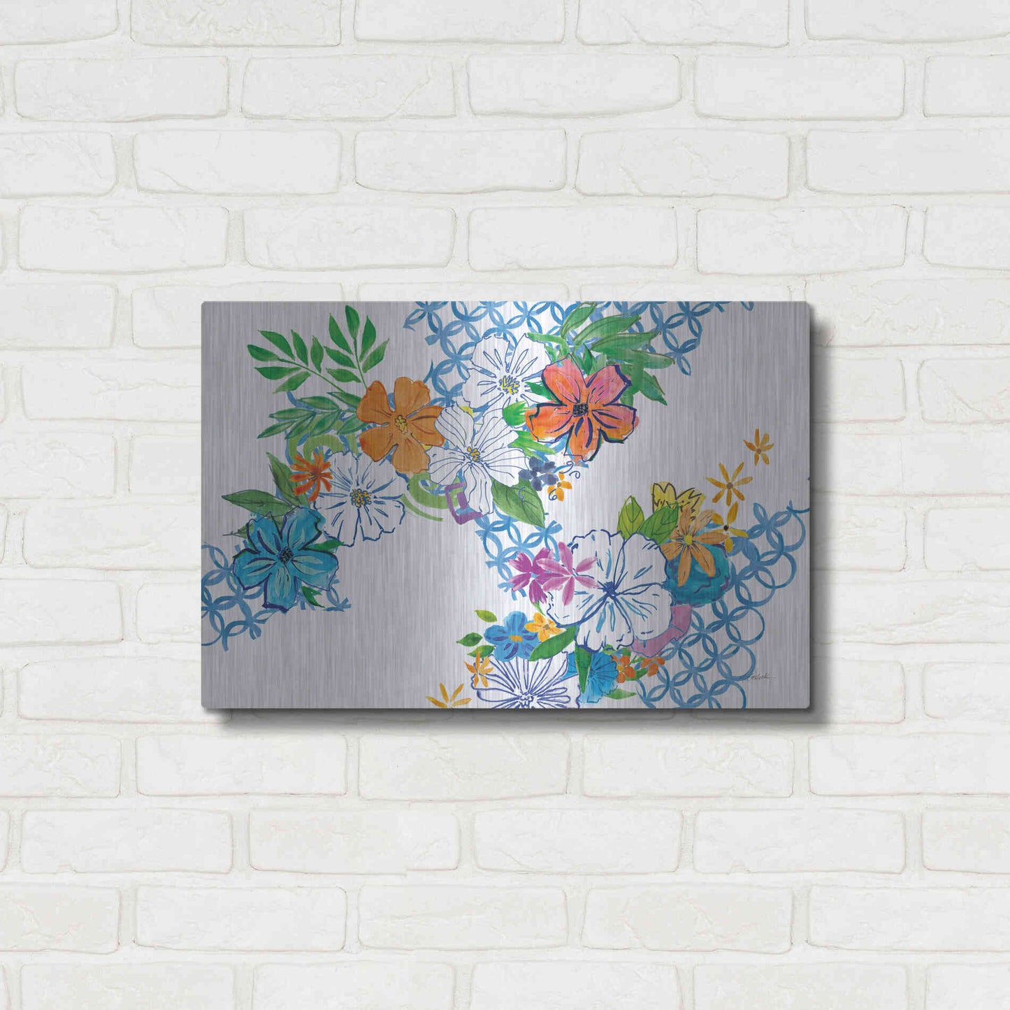 Luxe Metal Art 'Flower Power I' by Mike Schick, Metal Wall Art,24x16