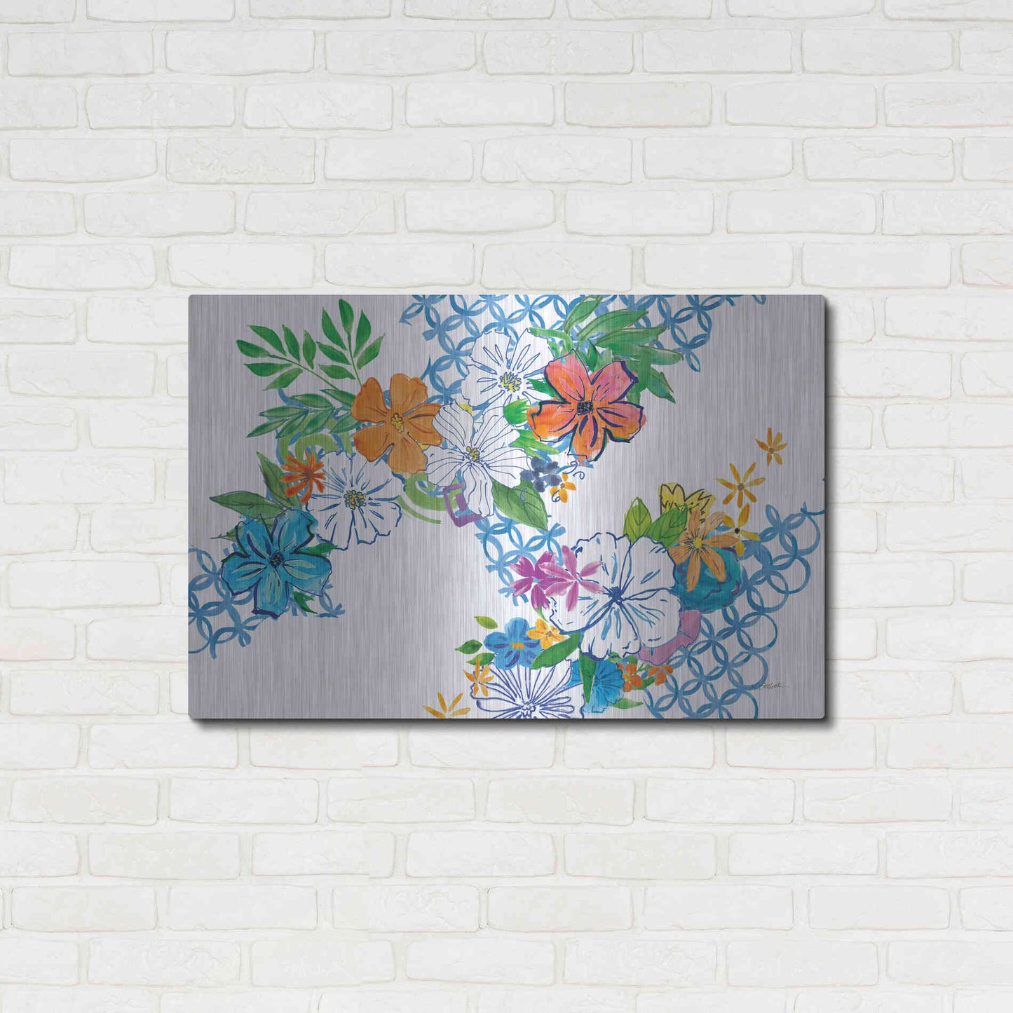 Luxe Metal Art 'Flower Power I' by Mike Schick, Metal Wall Art,36x24