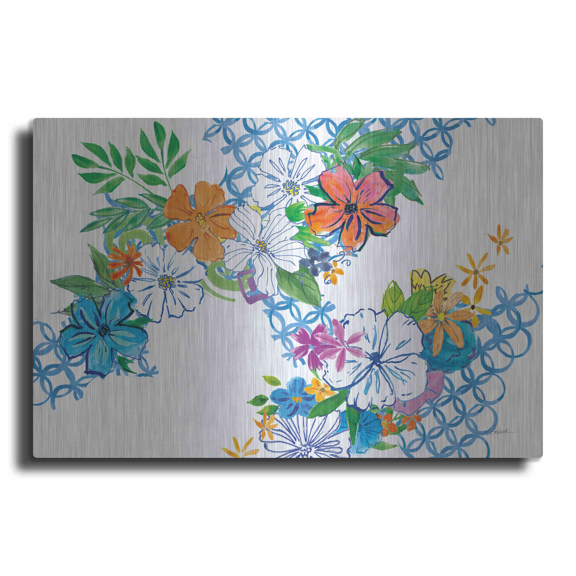 Luxe Metal Art 'Flower Power I' by Mike Schick, Metal Wall Art