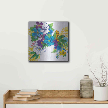 Luxe Metal Art 'Flower Power III' by Mike Schick, Metal Wall Art,12x12