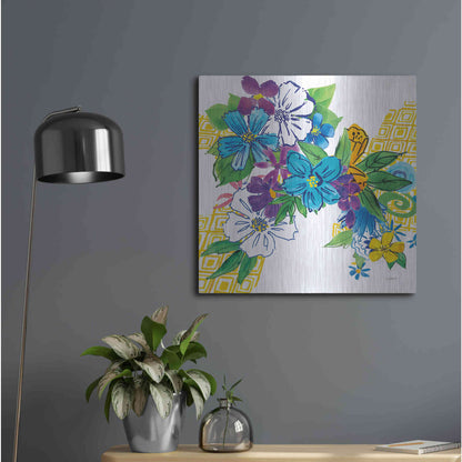 Luxe Metal Art 'Flower Power III' by Mike Schick, Metal Wall Art,24x24