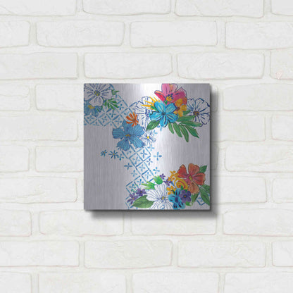 Luxe Metal Art 'Flower Power V' by Mike Schick, Metal Wall Art,12x12