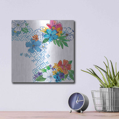 Luxe Metal Art 'Flower Power V' by Mike Schick, Metal Wall Art,12x12