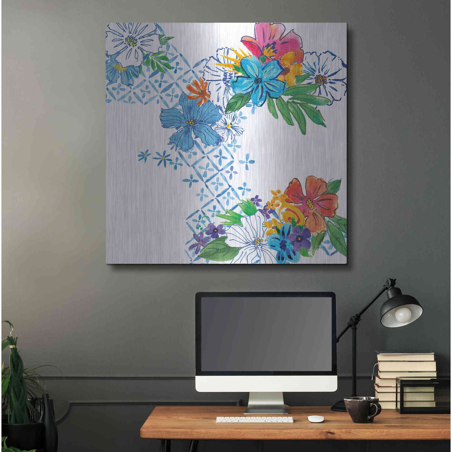 Luxe Metal Art 'Flower Power V' by Mike Schick, Metal Wall Art,36x36