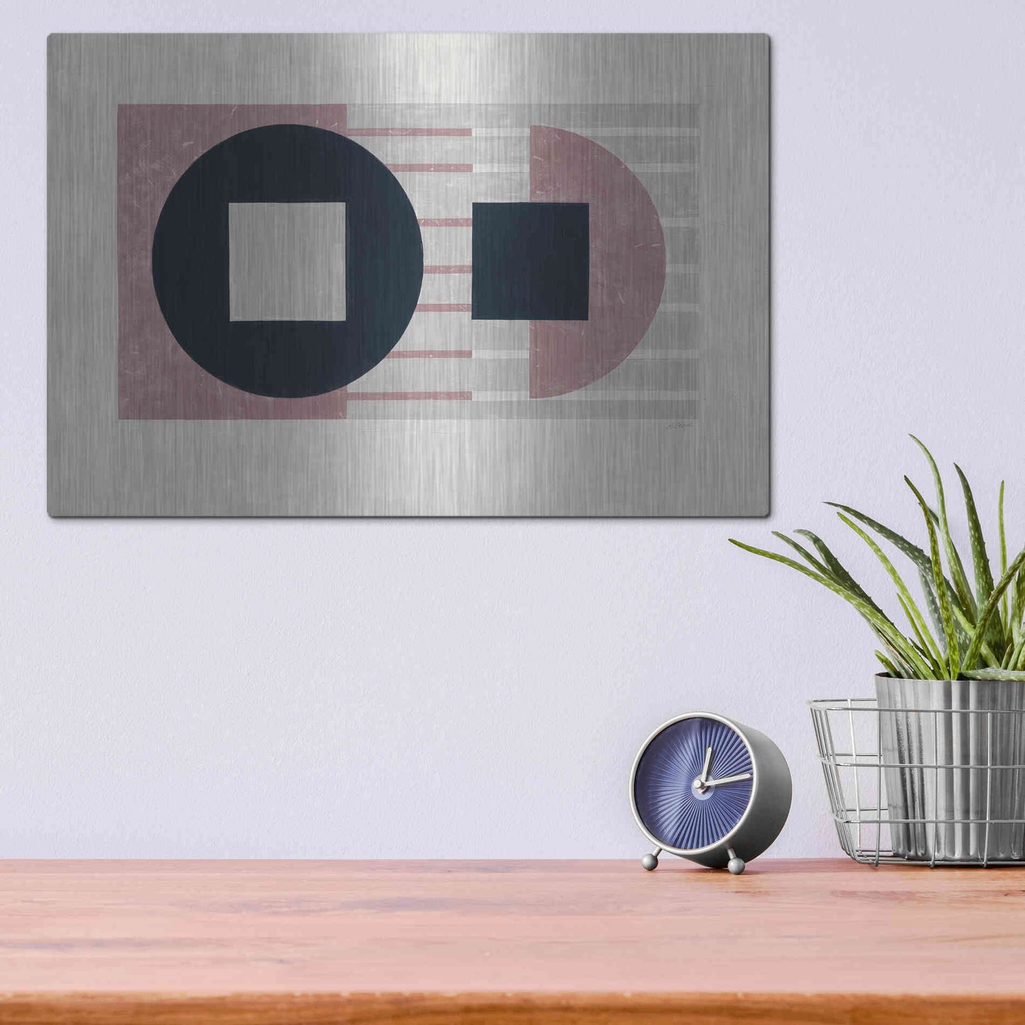 Luxe Metal Art 'Laterally Speaking Mauve' by Mike Schick, Metal Wall Art,16x12