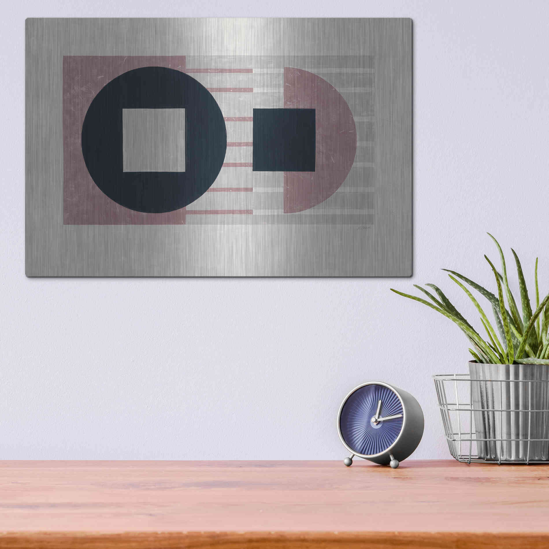 Luxe Metal Art 'Laterally Speaking Mauve' by Mike Schick, Metal Wall Art,16x12