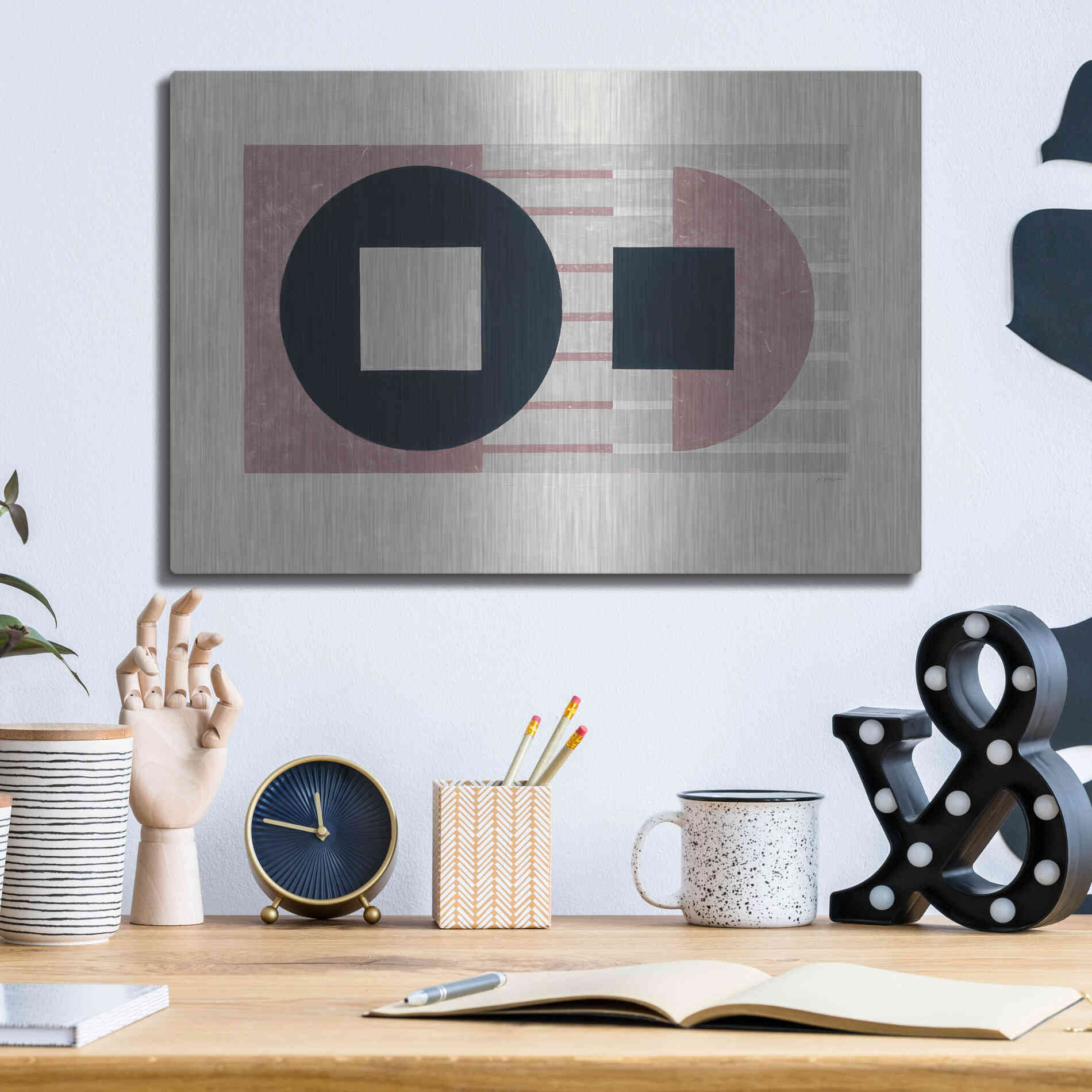 Luxe Metal Art 'Laterally Speaking Mauve' by Mike Schick, Metal Wall Art,16x12