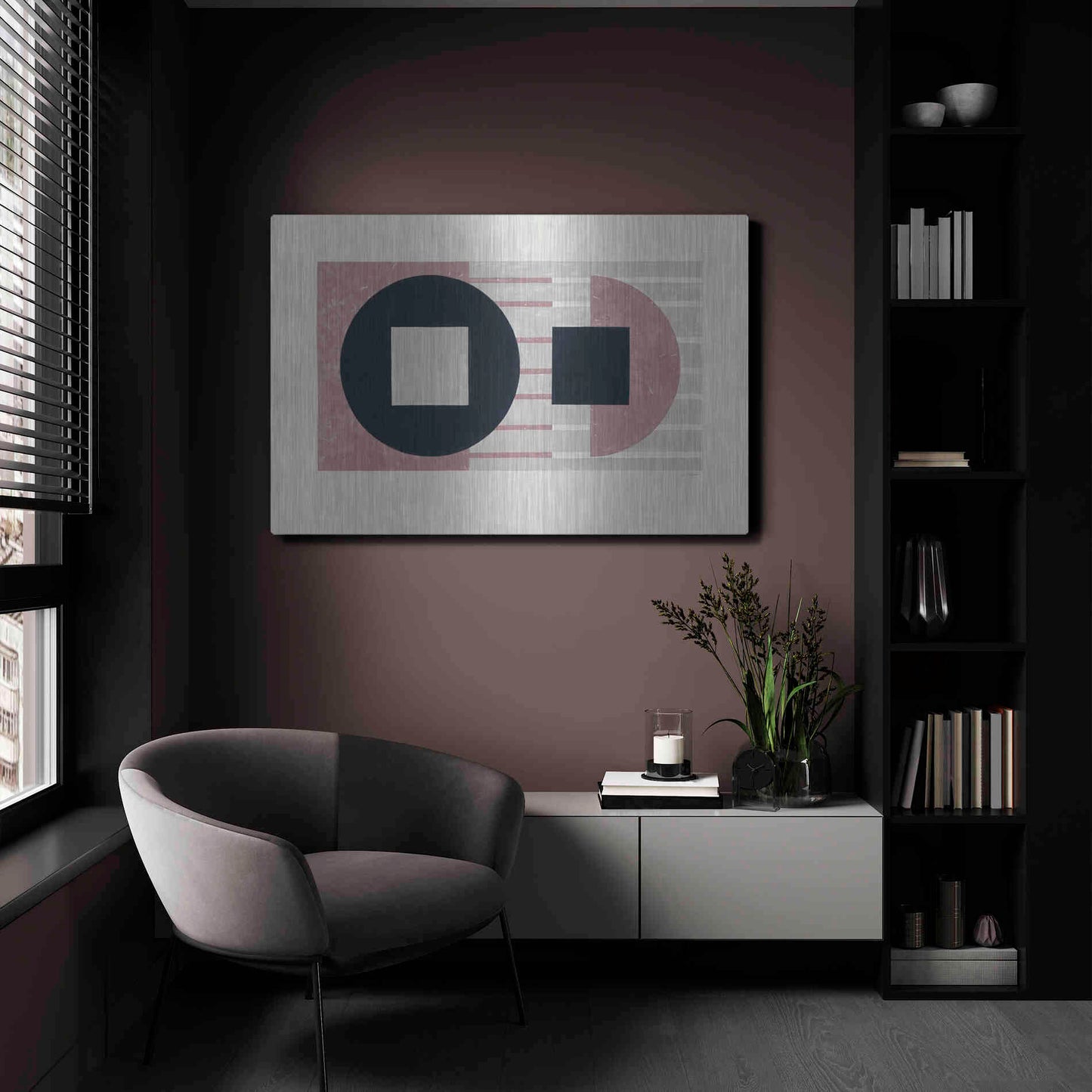 Luxe Metal Art 'Laterally Speaking Mauve' by Mike Schick, Metal Wall Art,24x16