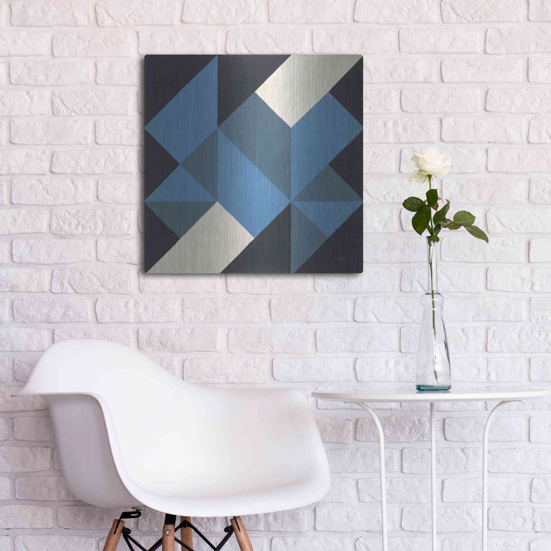 Luxe Metal Art 'Triangles I' by Mike Schick, Metal Wall Art,24x24