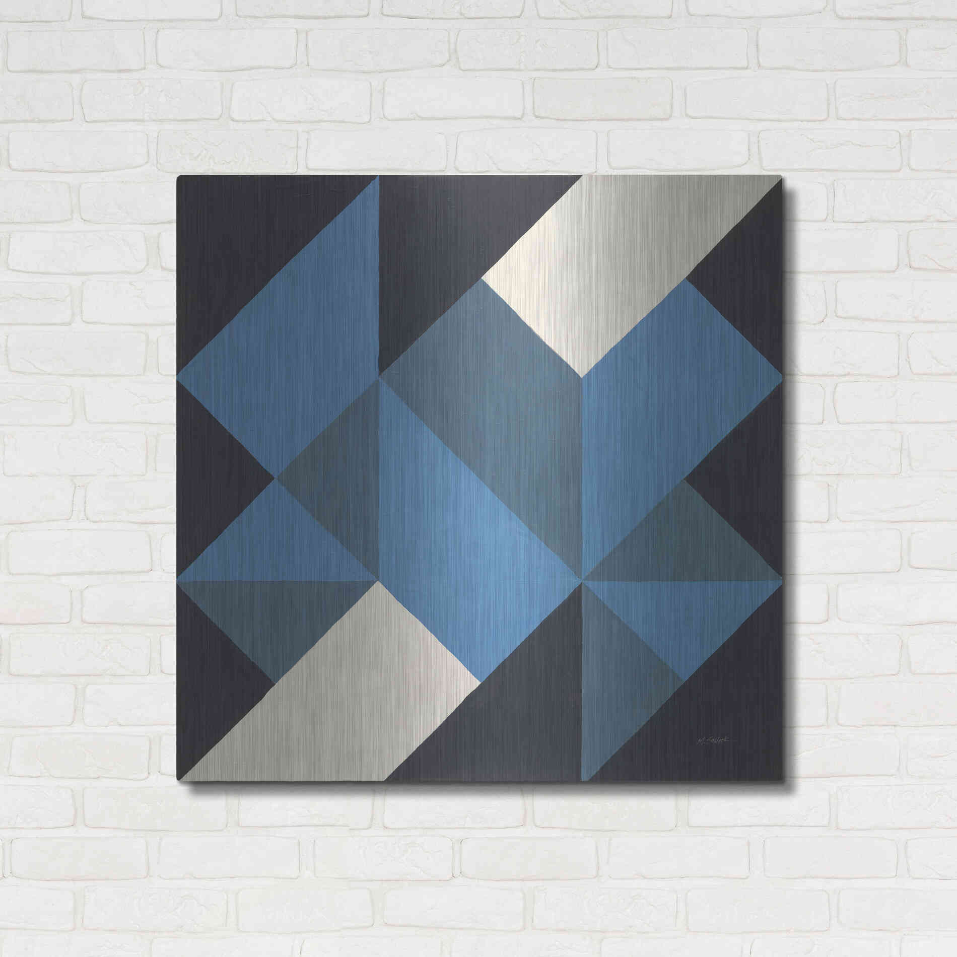 Luxe Metal Art 'Triangles I' by Mike Schick, Metal Wall Art,36x36