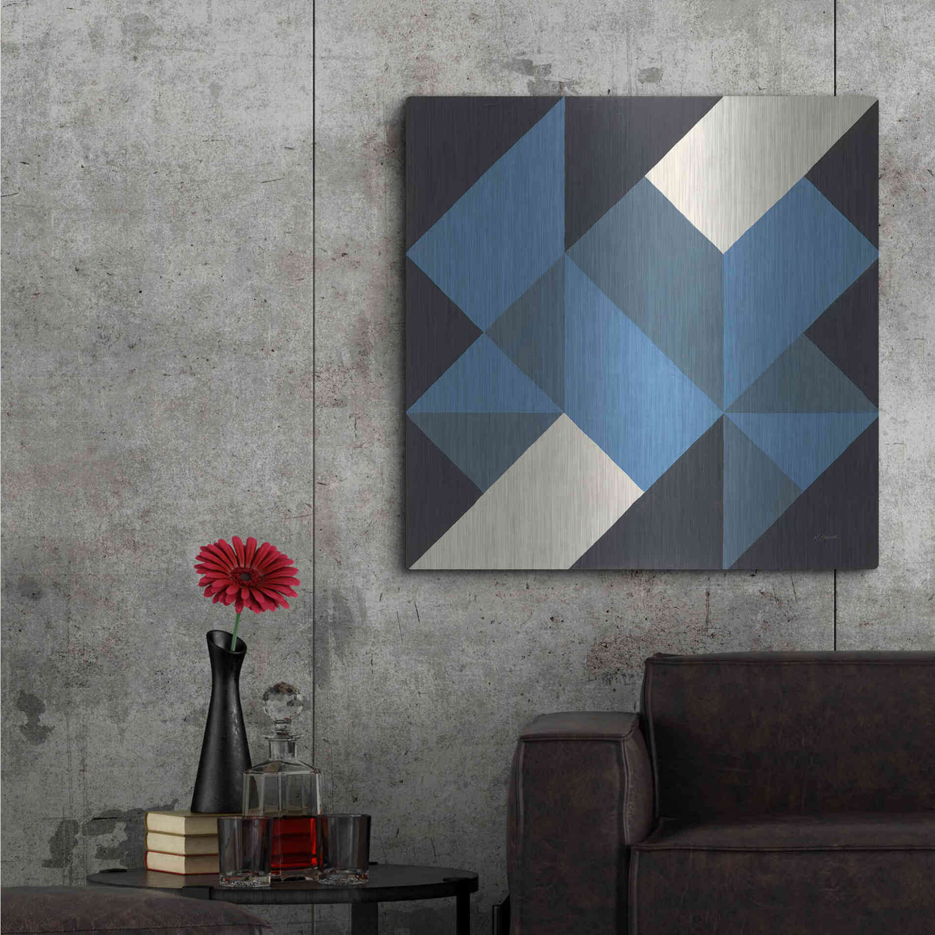 Luxe Metal Art 'Triangles I' by Mike Schick, Metal Wall Art,36x36
