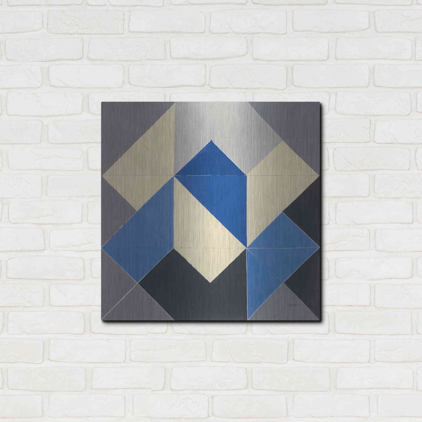 Luxe Metal Art 'Triangles IV' by Mike Schick, Metal Wall Art,24x24
