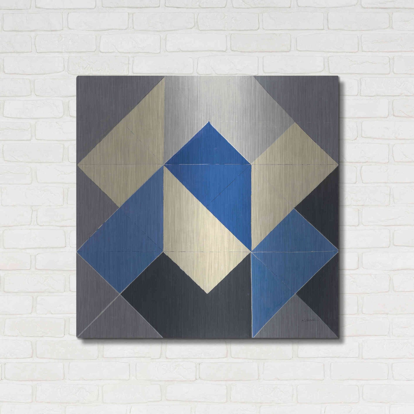 Luxe Metal Art 'Triangles IV' by Mike Schick, Metal Wall Art,36x36