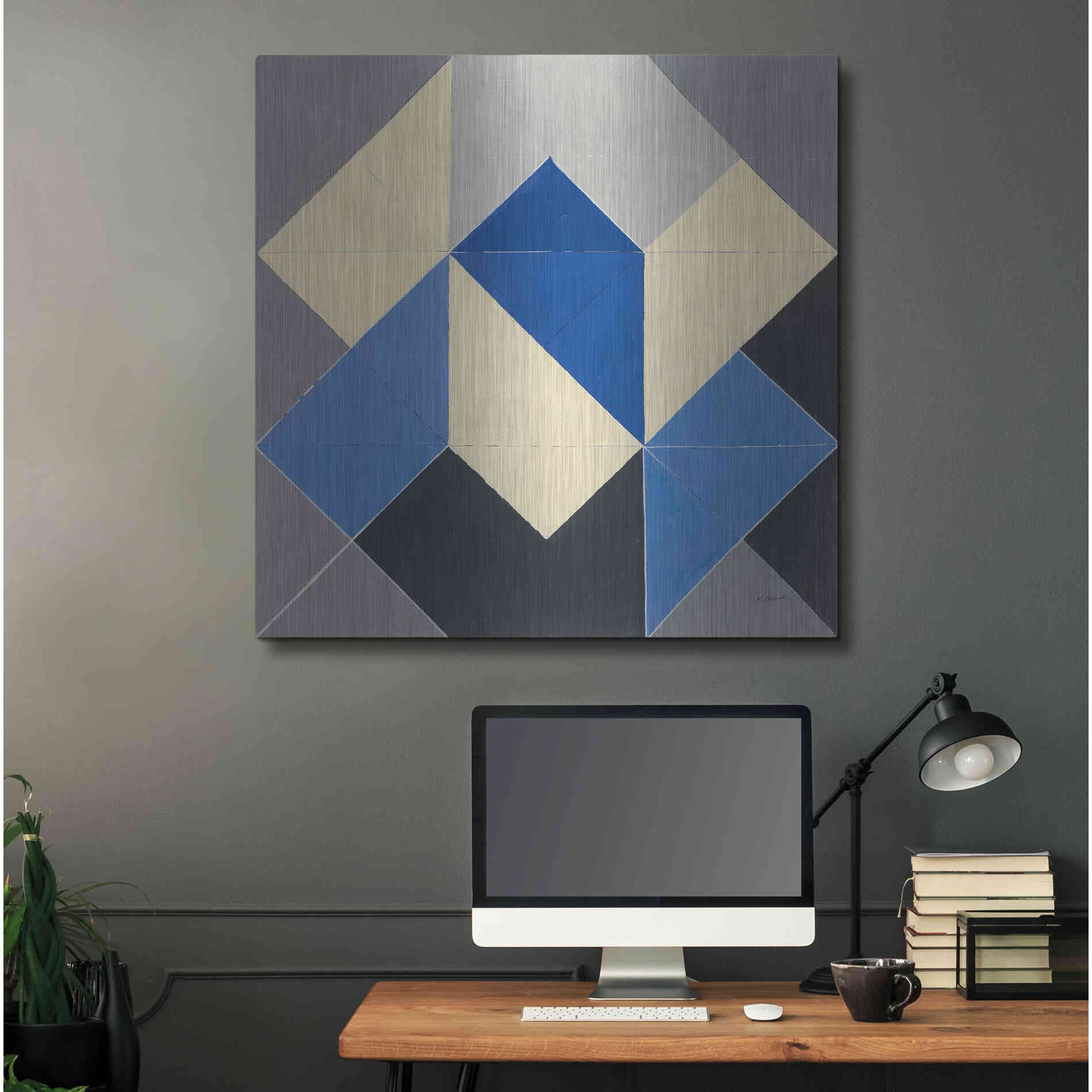 Luxe Metal Art 'Triangles IV' by Mike Schick, Metal Wall Art,36x36