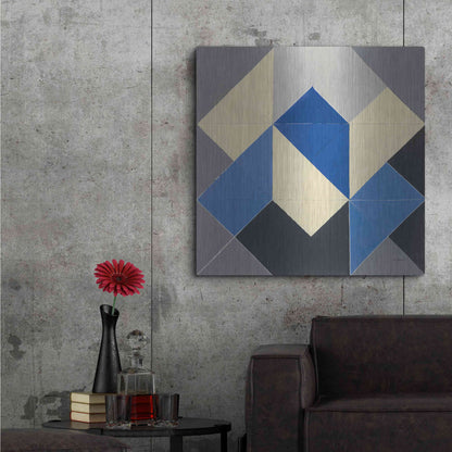 Luxe Metal Art 'Triangles IV' by Mike Schick, Metal Wall Art,36x36