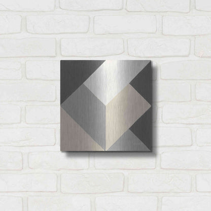 Luxe Metal Art 'Triangles I Neutral Crop' by Mike Schick, Metal Wall Art,12x12