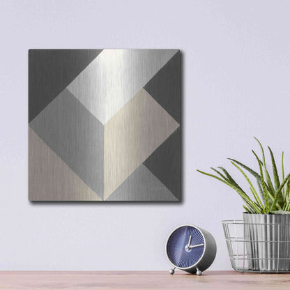 Luxe Metal Art 'Triangles I Neutral Crop' by Mike Schick, Metal Wall Art,12x12