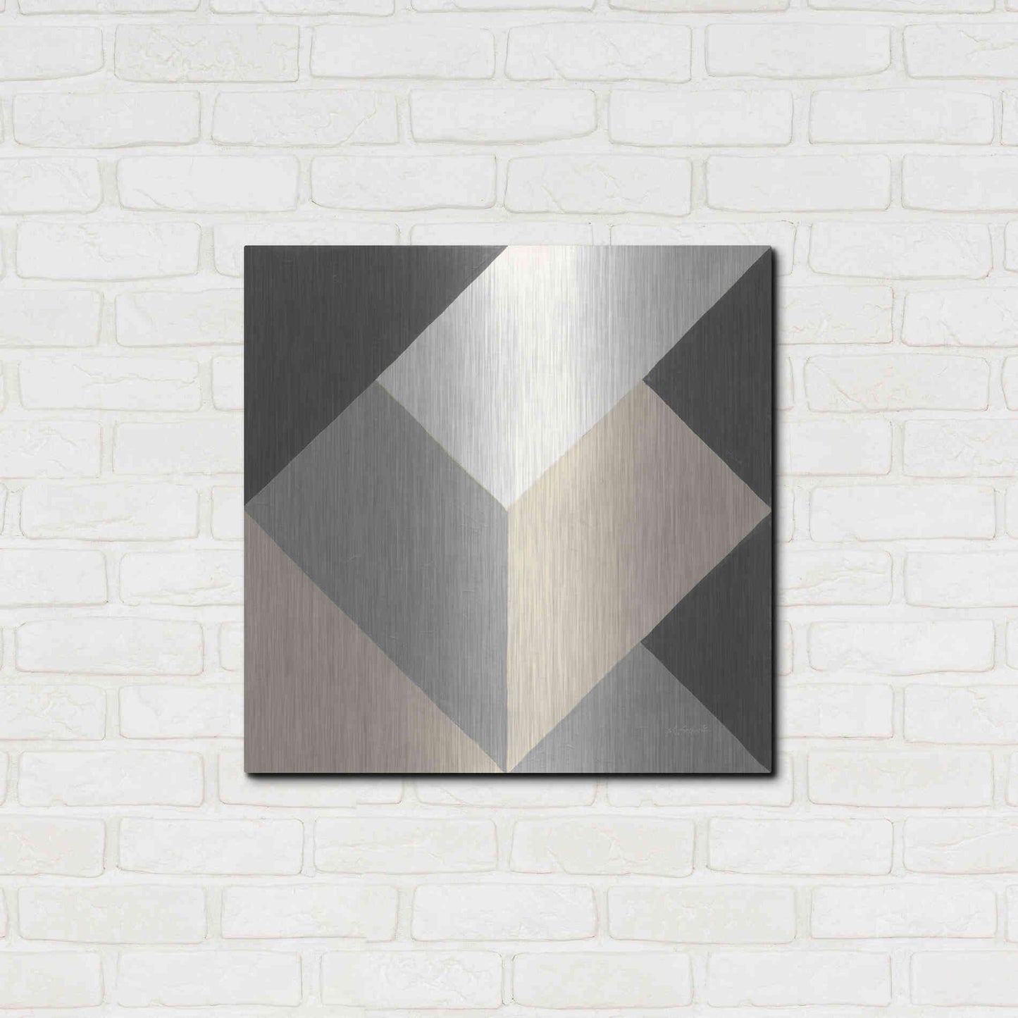 Luxe Metal Art 'Triangles I Neutral Crop' by Mike Schick, Metal Wall Art,24x24