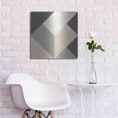 Luxe Metal Art 'Triangles I Neutral Crop' by Mike Schick, Metal Wall Art,24x24