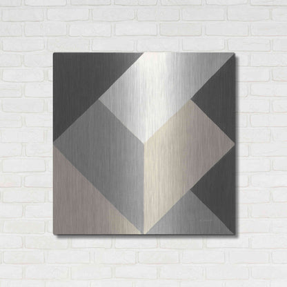 Luxe Metal Art 'Triangles I Neutral Crop' by Mike Schick, Metal Wall Art,36x36