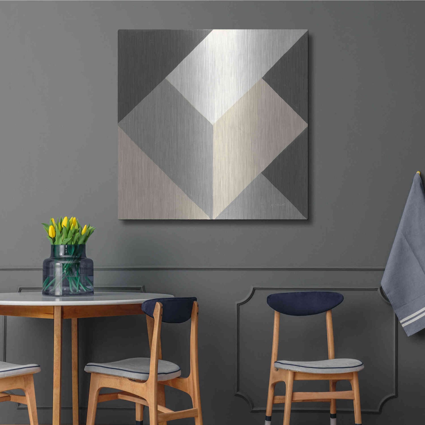Luxe Metal Art 'Triangles I Neutral Crop' by Mike Schick, Metal Wall Art,36x36