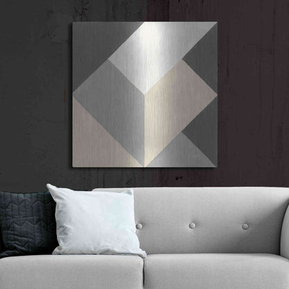 Luxe Metal Art 'Triangles I Neutral Crop' by Mike Schick, Metal Wall Art,36x36