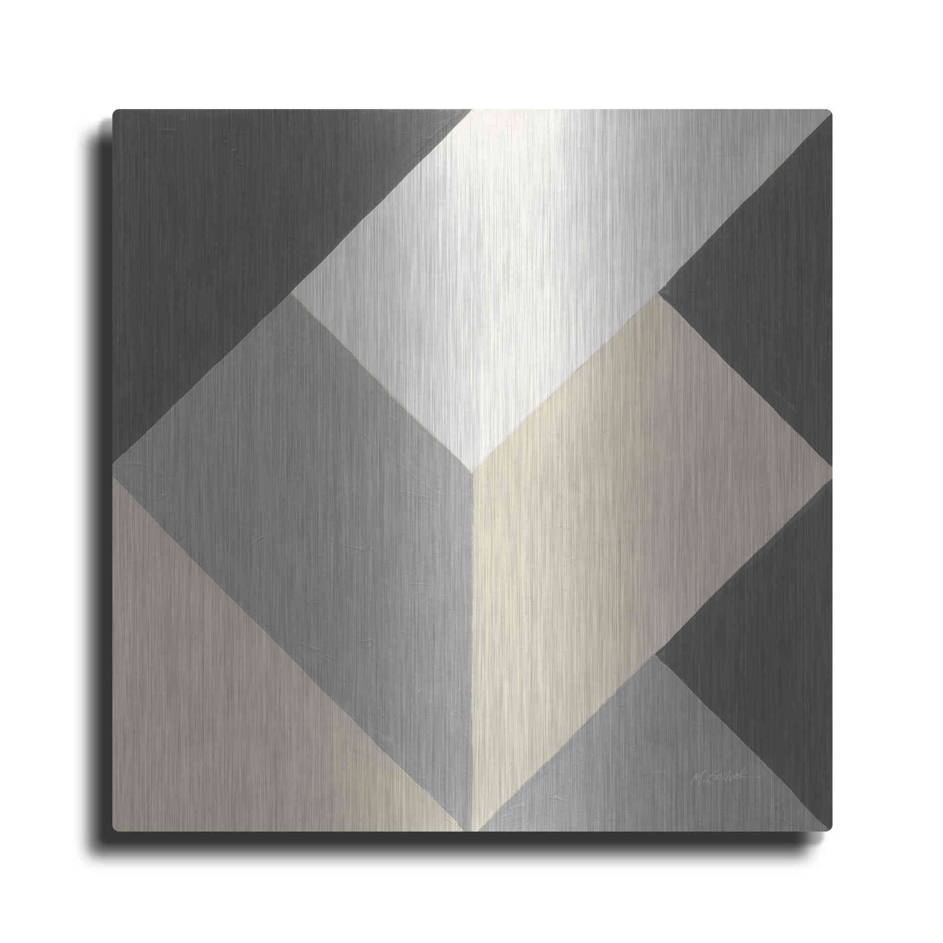 Luxe Metal Art 'Triangles I Neutral Crop' by Mike Schick, Metal Wall Art
