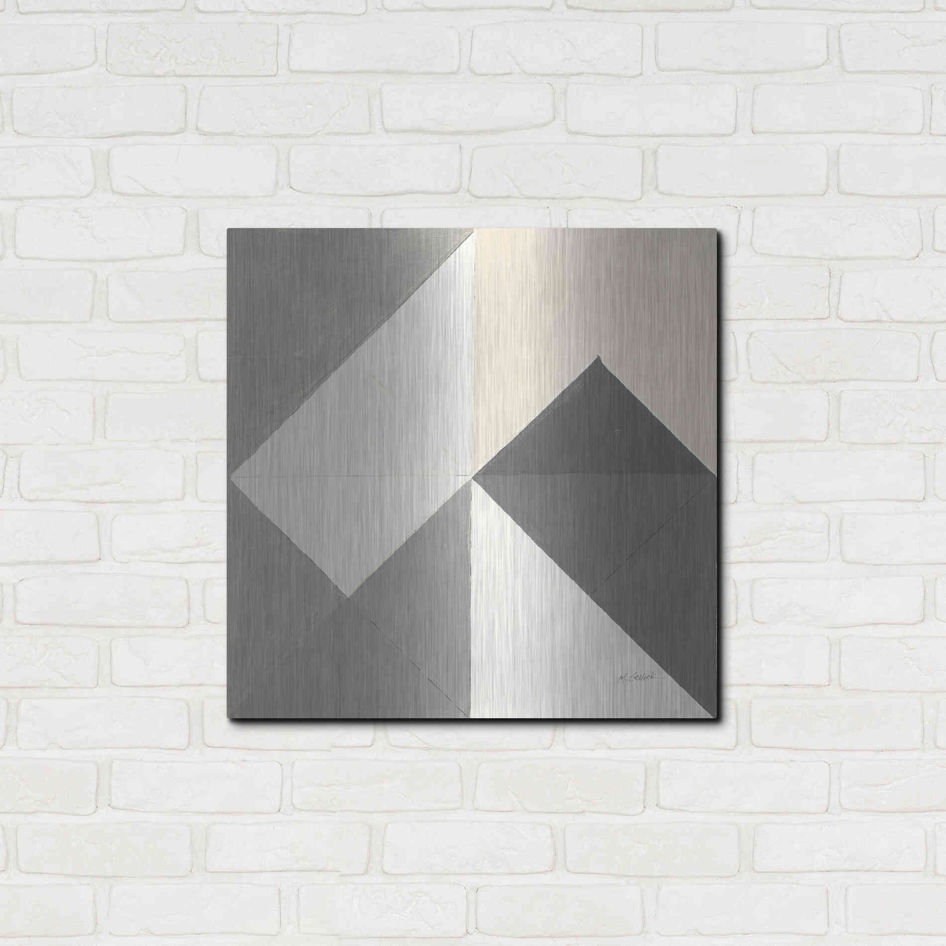 Luxe Metal Art 'Triangles IV Neutral Crop' by Mike Schick, Metal Wall Art,24x24