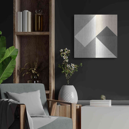 Luxe Metal Art 'Triangles IV Neutral Crop' by Mike Schick, Metal Wall Art,24x24