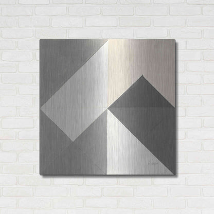 Luxe Metal Art 'Triangles IV Neutral Crop' by Mike Schick, Metal Wall Art,36x36